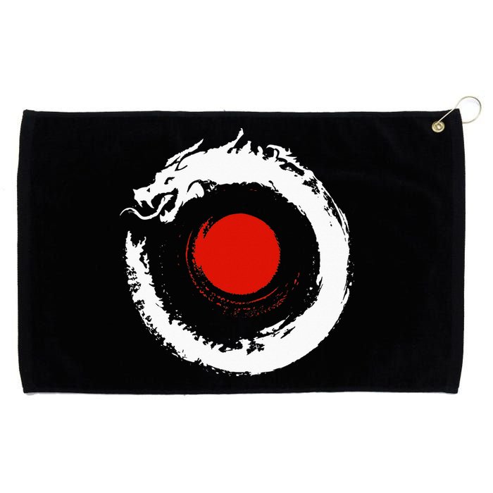 Dragon In Japanese Zen Buddhist Enso Circle Grommeted Golf Towel