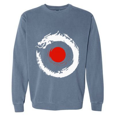 Dragon In Japanese Zen Buddhist Enso Circle Garment-Dyed Sweatshirt