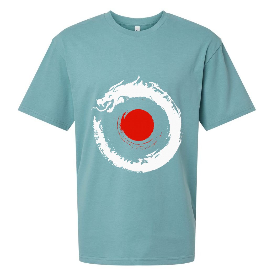 Dragon In Japanese Zen Buddhist Enso Circle Sueded Cloud Jersey T-Shirt