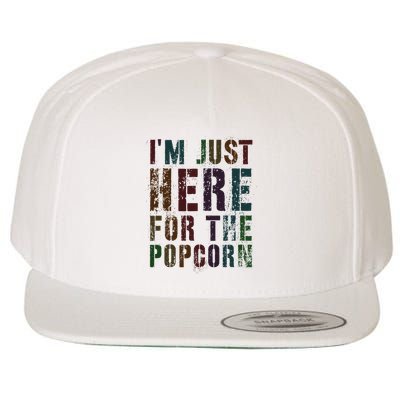 Drafting IM Just Here For Popcorn Game On Day Geek Newbie Wool Snapback Cap