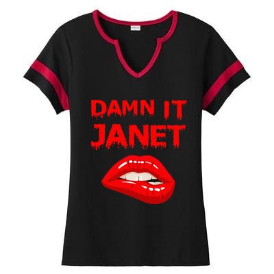 Damn It Janet With Bitting Red Lips Of Pleasure Ladies Halftime Notch Neck Tee