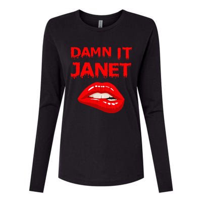 Damn It Janet With Bitting Red Lips Of Pleasure Womens Cotton Relaxed Long Sleeve T-Shirt