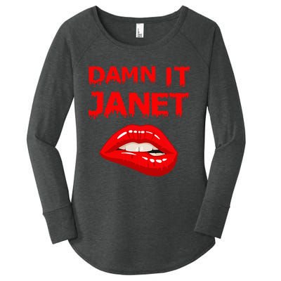 Damn It Janet With Bitting Red Lips Of Pleasure Women's Perfect Tri Tunic Long Sleeve Shirt