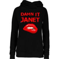 Damn It Janet With Bitting Red Lips Of Pleasure Womens Funnel Neck Pullover Hood