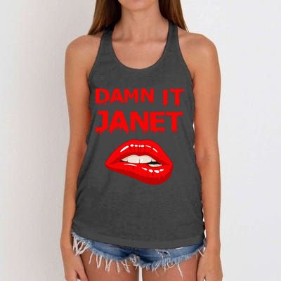 Damn It Janet With Bitting Red Lips Of Pleasure Women's Knotted Racerback Tank