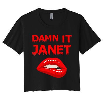 Damn It Janet With Bitting Red Lips Of Pleasure Women's Crop Top Tee