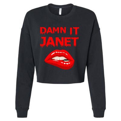 Damn It Janet With Bitting Red Lips Of Pleasure Cropped Pullover Crew