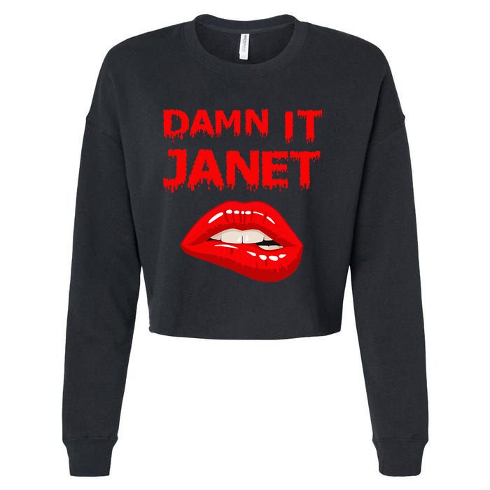 Damn It Janet With Bitting Red Lips Of Pleasure Cropped Pullover Crew