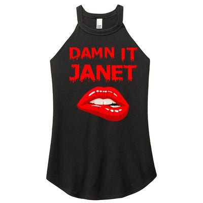 Damn It Janet With Bitting Red Lips Of Pleasure Women's Perfect Tri Rocker Tank