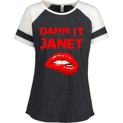 Damn It Janet With Bitting Red Lips Of Pleasure Enza Ladies Jersey Colorblock Tee