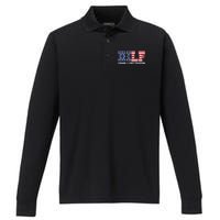 Damn I Love Freedom Funny Dilf Usa Flag Performance Long Sleeve Polo