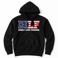 Damn I Love Freedom Funny Dilf Usa Flag Hoodie