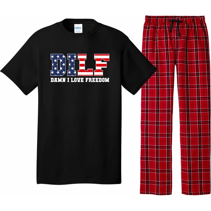 Damn I Love Freedom Funny Dilf Usa Flag Pajama Set