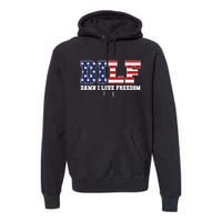 Damn I Love Freedom Funny Dilf Usa Flag Premium Hoodie