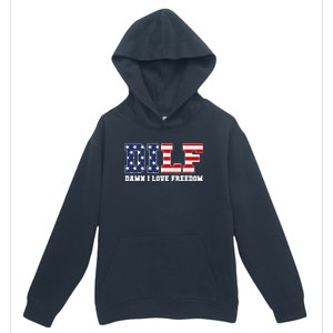 Damn I Love Freedom Funny Dilf Usa Flag Urban Pullover Hoodie