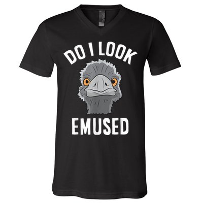 Do I Look Amused Funny Emu Animal Love Emus. V-Neck T-Shirt
