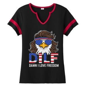 Damn I Love Freedom Eagle Funny Patriotic July 4th Ladies Halftime Notch Neck Tee