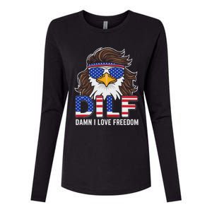 Damn I Love Freedom Eagle Funny Patriotic July 4th Womens Cotton Relaxed Long Sleeve T-Shirt