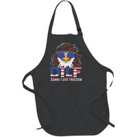 Damn I Love Freedom Eagle Funny Patriotic July 4th Full-Length Apron With Pockets