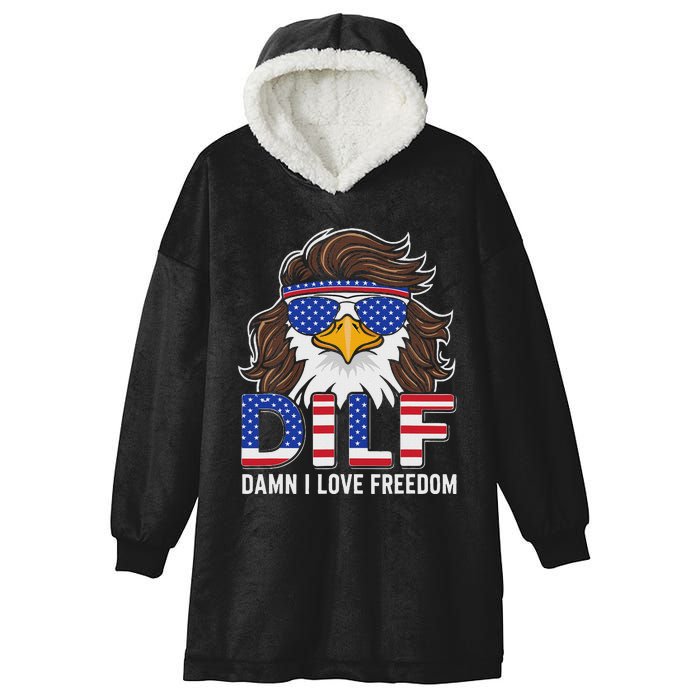 Damn I Love Freedom Eagle Funny Patriotic July 4th Hooded Wearable Blanket