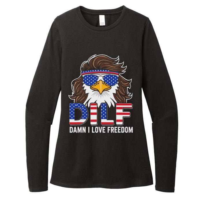 Damn I Love Freedom Eagle Funny Patriotic July 4th Womens CVC Long Sleeve Shirt