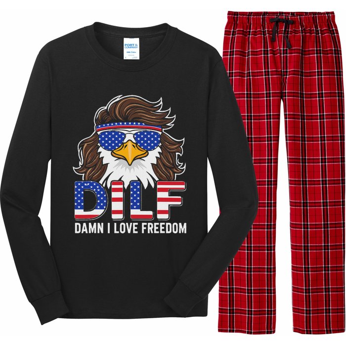 Damn I Love Freedom Eagle Funny Patriotic July 4th Long Sleeve Pajama Set