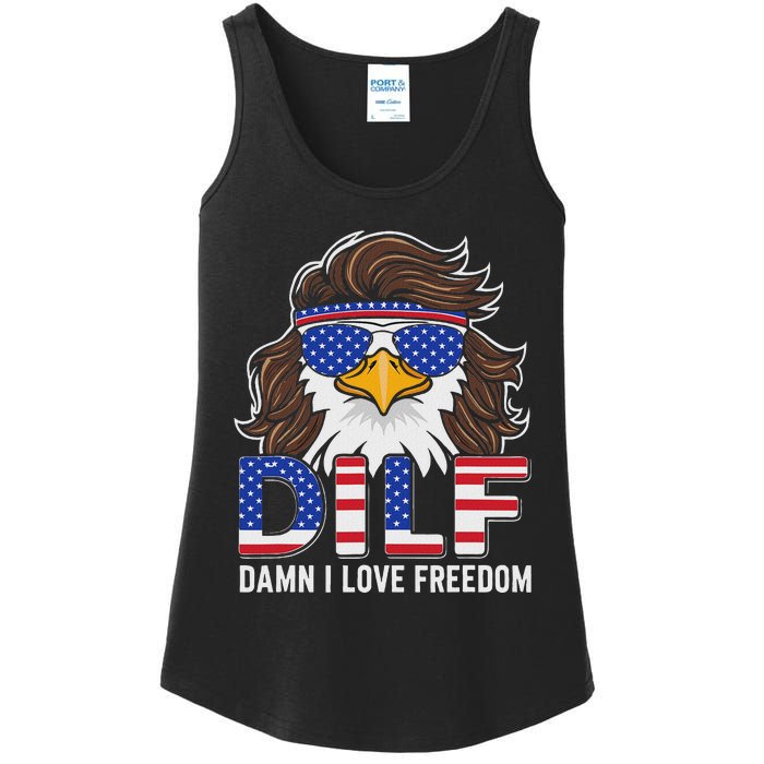 Damn I Love Freedom Eagle Funny Patriotic July 4th Ladies Essential Tank