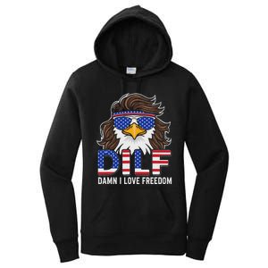 Damn I Love Freedom Eagle Funny Patriotic July 4th Women's Pullover Hoodie