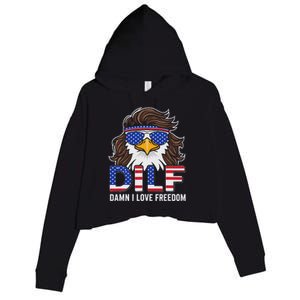 Damn I Love Freedom Eagle Funny Patriotic July 4th Crop Fleece Hoodie