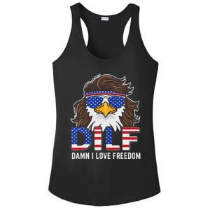 Damn I Love Freedom Eagle Funny Patriotic July 4th Ladies PosiCharge Competitor Racerback Tank