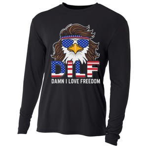 Damn I Love Freedom Eagle Funny Patriotic July 4th Cooling Performance Long Sleeve Crew