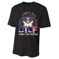 Damn I Love Freedom Eagle Funny Patriotic July 4th Performance Sprint T-Shirt