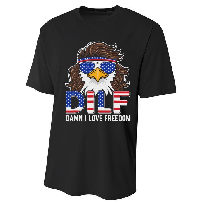 Damn I Love Freedom Eagle Funny Patriotic July 4th Performance Sprint T-Shirt