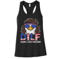 Damn I Love Freedom Eagle Funny Patriotic July 4th Women's Racerback Tank