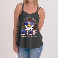 Damn I Love Freedom Eagle Funny Patriotic July 4th Women's Strappy Tank