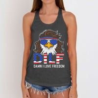 Damn I Love Freedom Eagle Funny Patriotic July 4th Women's Knotted Racerback Tank