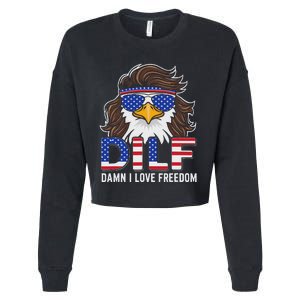 Damn I Love Freedom Eagle Funny Patriotic July 4th Cropped Pullover Crew