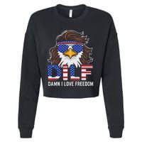 Damn I Love Freedom Eagle Funny Patriotic July 4th Cropped Pullover Crew