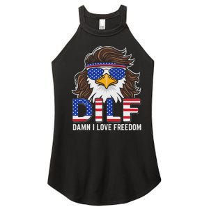 Damn I Love Freedom Eagle Funny Patriotic July 4th Women's Perfect Tri Rocker Tank