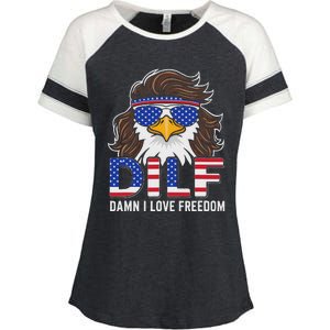 Damn I Love Freedom Eagle Funny Patriotic July 4th Enza Ladies Jersey Colorblock Tee