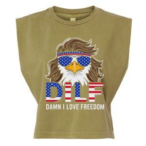 Damn I Love Freedom Eagle Funny Patriotic July 4th Garment-Dyed Women's Muscle Tee