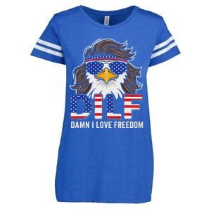 Damn I Love Freedom Eagle Funny Patriotic July 4th Enza Ladies Jersey Football T-Shirt