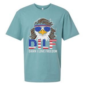 Damn I Love Freedom Eagle Funny Patriotic July 4th Sueded Cloud Jersey T-Shirt