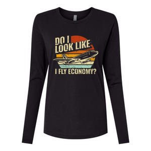 Do I Look Like I Fly Economy Design Travel Traveling Funny Womens Cotton Relaxed Long Sleeve T-Shirt