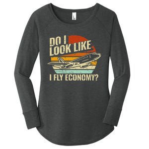 Do I Look Like I Fly Economy Design Travel Traveling Funny Women's Perfect Tri Tunic Long Sleeve Shirt