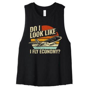 Do I Look Like I Fly Economy Design Travel Traveling Funny Women's Racerback Cropped Tank