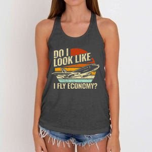 Do I Look Like I Fly Economy Design Travel Traveling Funny Women's Knotted Racerback Tank