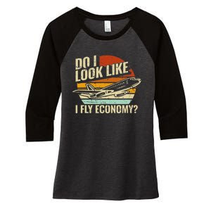 Do I Look Like I Fly Economy Design Travel Traveling Funny Women's Tri-Blend 3/4-Sleeve Raglan Shirt