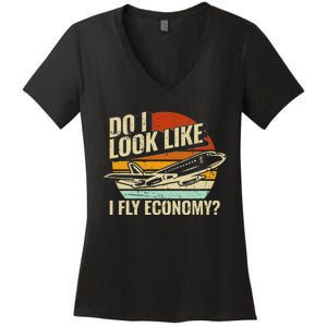 Do I Look Like I Fly Economy Design Travel Traveling Funny Women's V-Neck T-Shirt