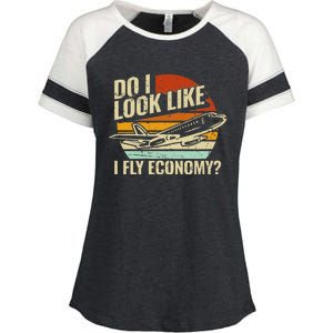 Do I Look Like I Fly Economy Design Travel Traveling Funny Enza Ladies Jersey Colorblock Tee